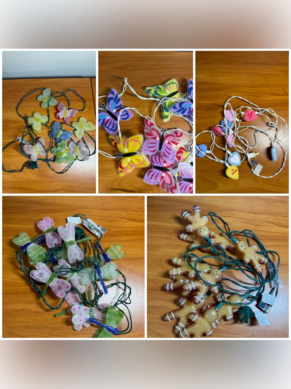 Bundle of 5 Vintage Novelty String Lights Holiday Spring Christmas V-Day